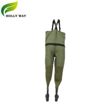 Olive Green Water Impermeable transpirable para pescadores de pecho con tirantes X-Back